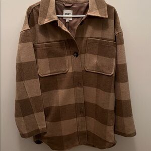 NWT Oat New York Camel Plaid Cozy Shacket